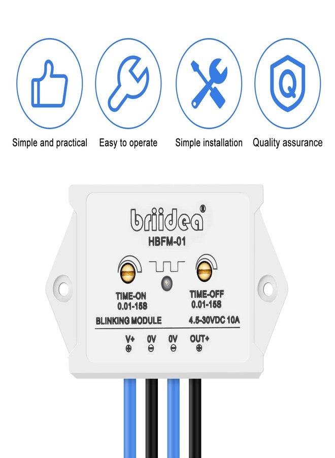 Briidea 10 Amp Blinking Flasher Module DC 4.5-30V Suitable for Various Warning Lamp, Waterproof - Image 2